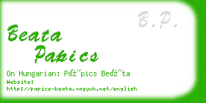 beata papics business card